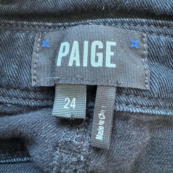 PAIGE Black Denim Overalls 24 Preppy 90s - Picture 7 of 16